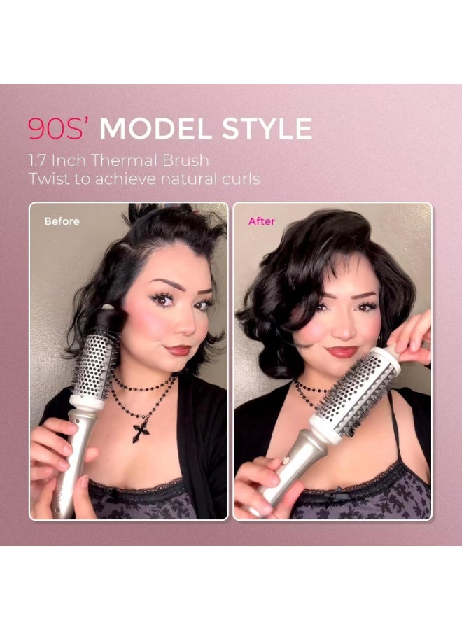 TYMO STYLUX Thermal Brush - Heated Round Curling Brush, Blowout Volumizer with Flexi-Fit Tech for Hair Styling, Curling Styler Tool, Hair Straightener and Curler 2 in 1, Dual Voltage, Gold, 44mm - Image 2